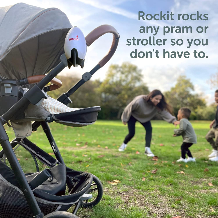 راکر کودک Rockit قابل شارژ با USB - راکر قابل حمل بدون نیاز به هندزفری، کمک خواب، کالسکه را به آرامی تکان میدهد - سرعت قابل تنظیم، تایمر ۶۰ دقیقهای - مناسب برای کالسکه ، ایجاد حالت جهنده خودکار ن1