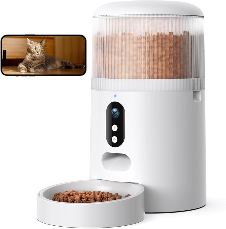 ظرف غذای اتوماتیک گربه، دوربین ۳ مگاپیکسلی HD با دید در شب، ظرف غذای گربه و سگ با وای فای ۵G و صدای دو طرفه، اپلیکیشن، تشخیص حرکت و منبع تغذیه دوگانه -- برند faroro ن1