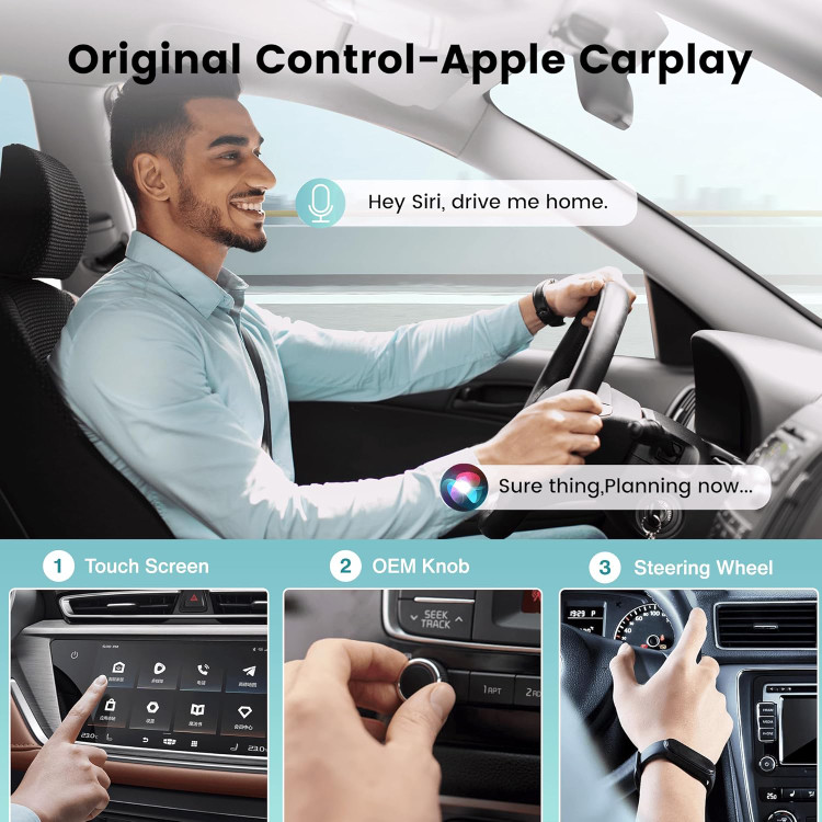 آداپتور بیسیم CarPlay، کارپلی YNAK برای آیفون و اندروید، آداپتور Apple CarPlay، آداپتور بیسیم Apple carplay برای iOS 10+ و Andriod 11+، به همراه دو کابل USB C به طول ۱۵ سانتیمتر س1