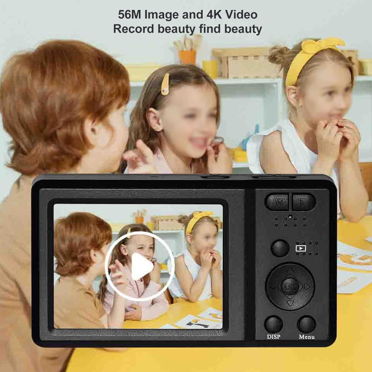 دوربین دیجیتال 4K، دوربین 56 مگاپیکسلی با زوم دیجیتال 20 برابر، دوربین مسافرتی 2.7 اینچی، فلش داخلی، پشتیبانی از کارت حافظه تا 128 گیگابایت، انتخاب خوب برای مبتدیان (مشکی) س1