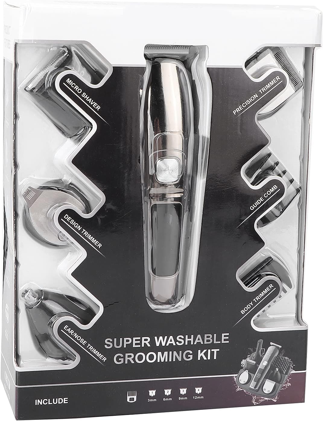 ماشین اصلاح مو، مجموعه اصلاح با کنترل طول مو با دقت بالا، نمایشگر LED ضد آب بی‌سیم برای موهای بینی، خط ریش، ریش و بدن س1