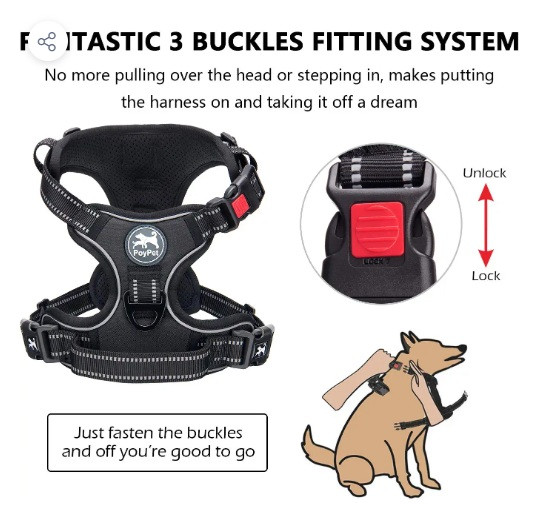 Poypet Dog Harness - مهار سگ - بدون کشش ، بازتاب قابل تنظیم بدون جلیقه حیوان خانگی چوکی با کلیپ های جلو و عقب ، دستگیره آموزش نرم و کنترل -سایز small ن1