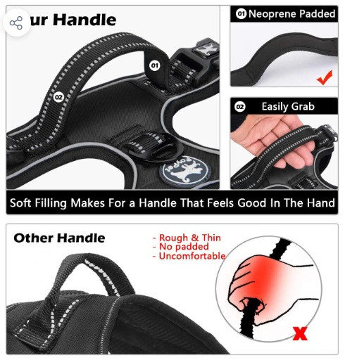 Poypet Dog Harness - مهار سگ - بدون کشش ، بازتاب قابل تنظیم بدون جلیقه حیوان خانگی چوکی با کلیپ های جلو و عقب ، دستگیره آموزش نرم و کنترل -سایز small ن1