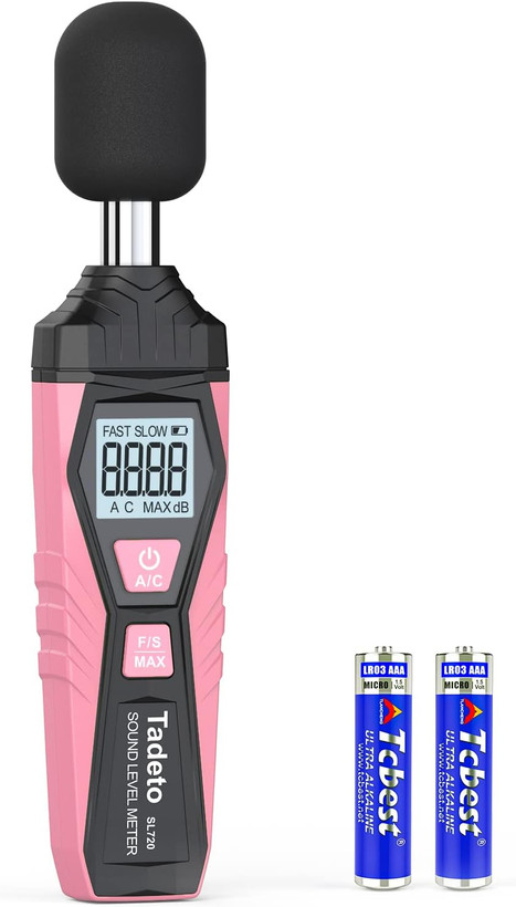 صوت متر - دسیبل متر، صداسنج دیجیتال Tadeto، SPL متر قابل حمل، حداکثر داده ها را از 30dB تا 130dB نگه می دارد، دارای صفحه نمایش LCD با نور پس زمینه، تهویه مطبوع وزنی برای کارخانه های خانگی ن1