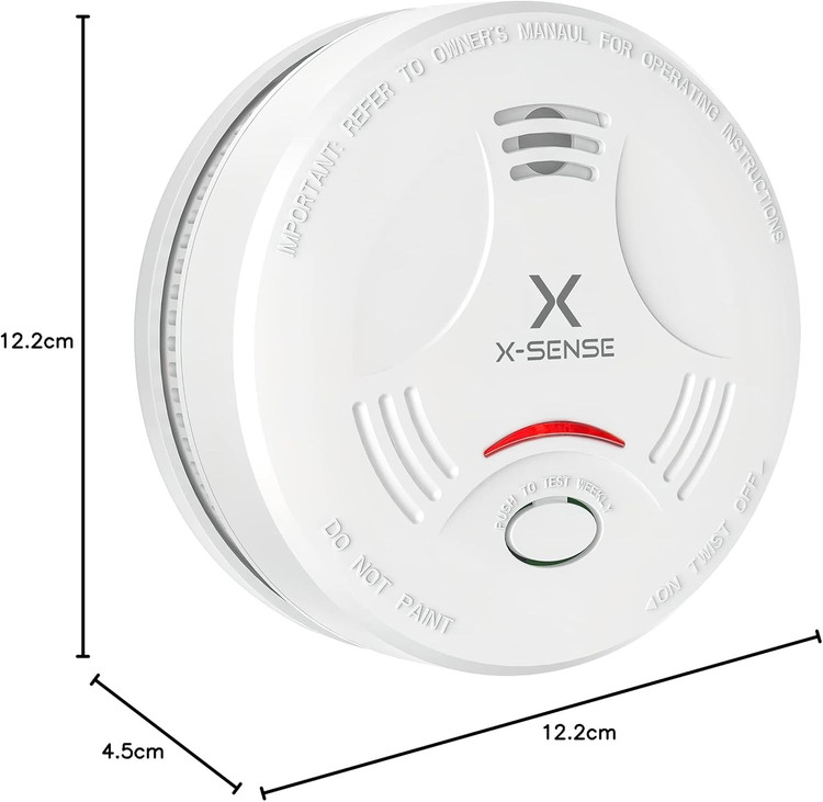 آلارم دود X-Sense برای خانه، آلارم آتش با باتری 10 ساله، نشانگر LED و دکمه بیصدا، دتکتور دود با باتری کار میکند، مطابق با استاندارد EN 14604، SD11 ن1