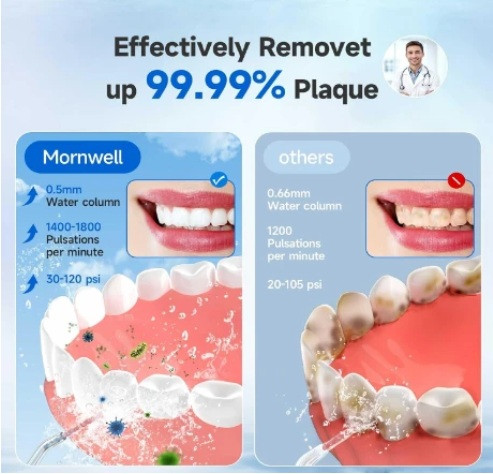 واترجت شست و شوی دهان و دندان Mornwell قابل حمل با مخزن 300 میلی لیتری مدل D52-WE3 ن1