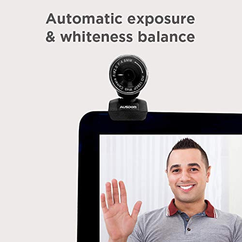 وب کم FHD 1080P، دوربین کامپیوتر AUSDOM AW615 با میکروفون، وب کم USB برای تماس ویدیویی آنلاین، ضبط پخش زنده اسکایپ، یوتیوب روی کامپیوتر رومیزی، لپ تاپ، کامپیوتر شخصی، اندروید، ویندوز ن1