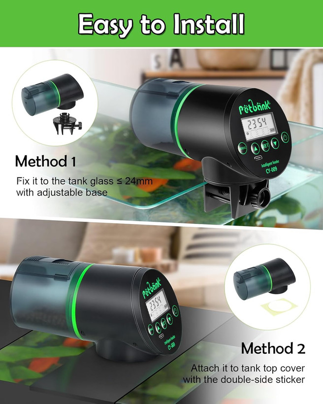 دستگاه تغدیه ماهی برند petnank- غذادهنده اتوماتیک ماهی تایمردار قابل شارژ با کابل شارژر USB دستگاه پخش غذای ماهی برای آکواریوم یا مخزن ماهی ن1