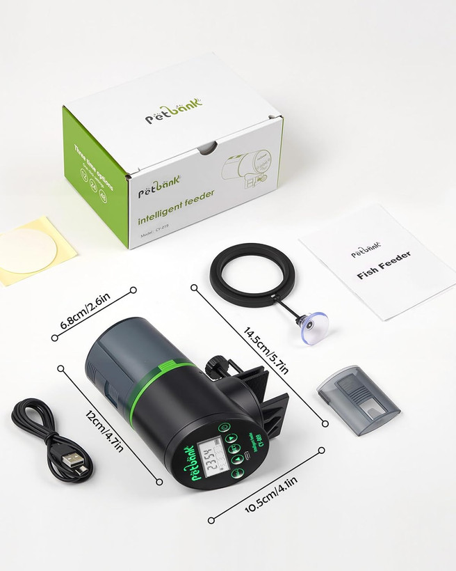 دستگاه تغدیه ماهی برند petnank- غذادهنده اتوماتیک ماهی تایمردار قابل شارژ با کابل شارژر USB دستگاه پخش غذای ماهی برای آکواریوم یا مخزن ماهی ن1