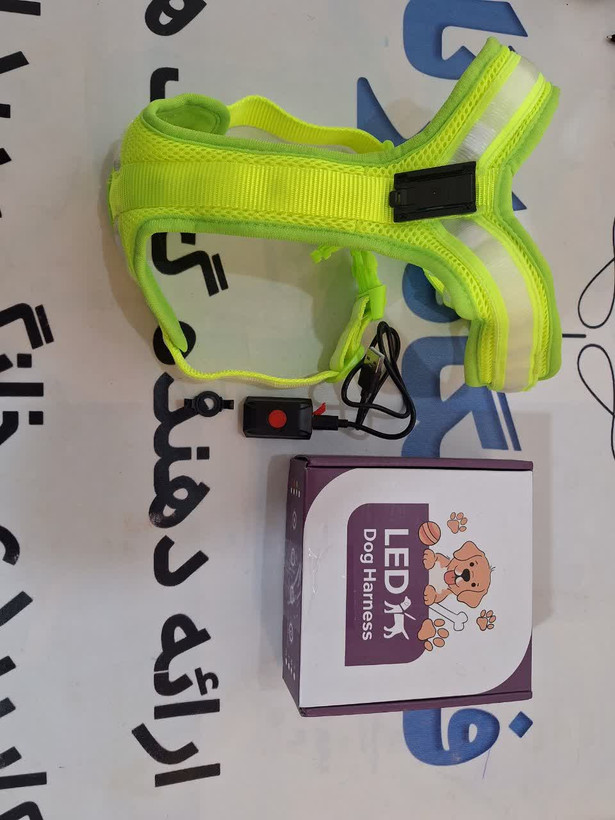 مهار سگ - قلاده کتفی چراغ دار، جلیقه LED بازتابنده سگ، درخشان در تاریکی، مناسب برای پیادهروی در شب (سبز، سایز مدیوم) ن1