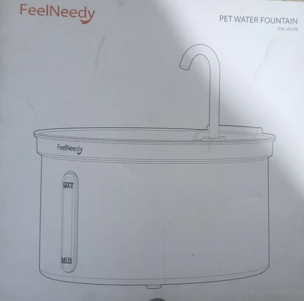 آبخوری گربه سینی استیل ضد زنگ بدنه پلاستیک سیاه و سفید گربه و سگ 3.5 لیتری برند feelneedy با سه فیلتر همراه مدل fn-w08