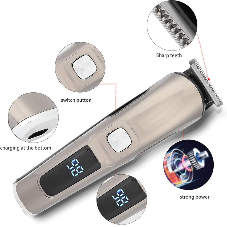 ماشین اصلاح مو برندو مدل FANKE FK-8688T ، مجموعه اصلاح با کنترل طول مو با دقت بالا، نمایشگر LED ضد آب بیسیم برای موهای بینی، خط ریش، ریش و بدن س1