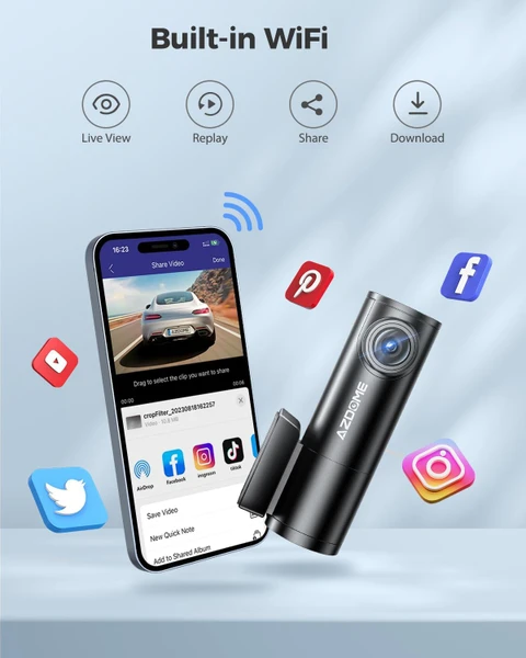 "دوربین ثبت وقایع داشبورد AZDOME M300 تک دوربین