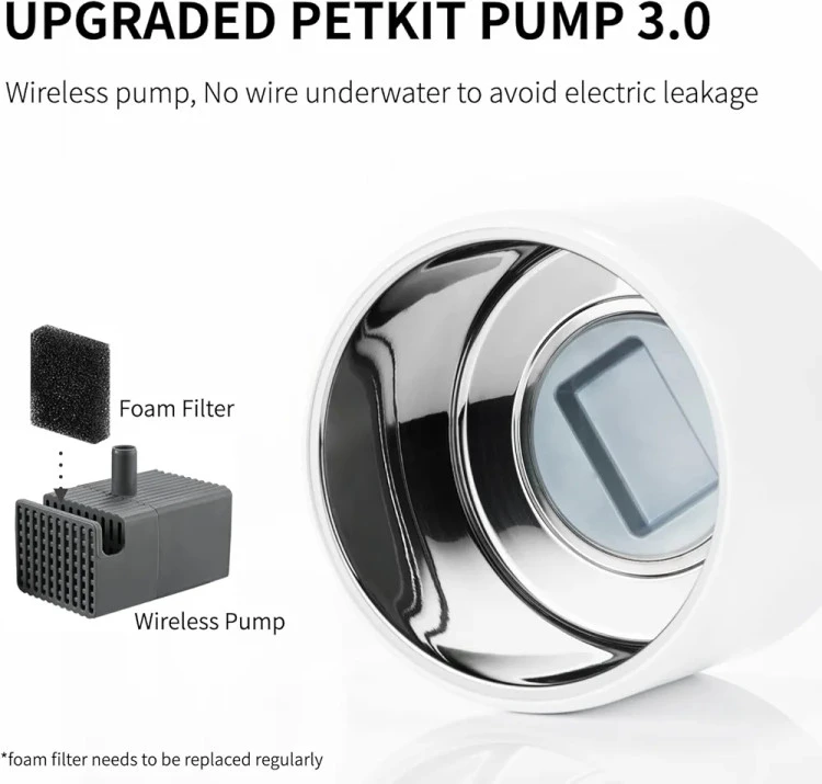 ظرف آب اتوماتیک سگ و گربه ۱.۸ لیتری استیل ضد زنگ برند PETKIT مدل Eversweet 3 Pro فضای داخل تمام استیل ن1
