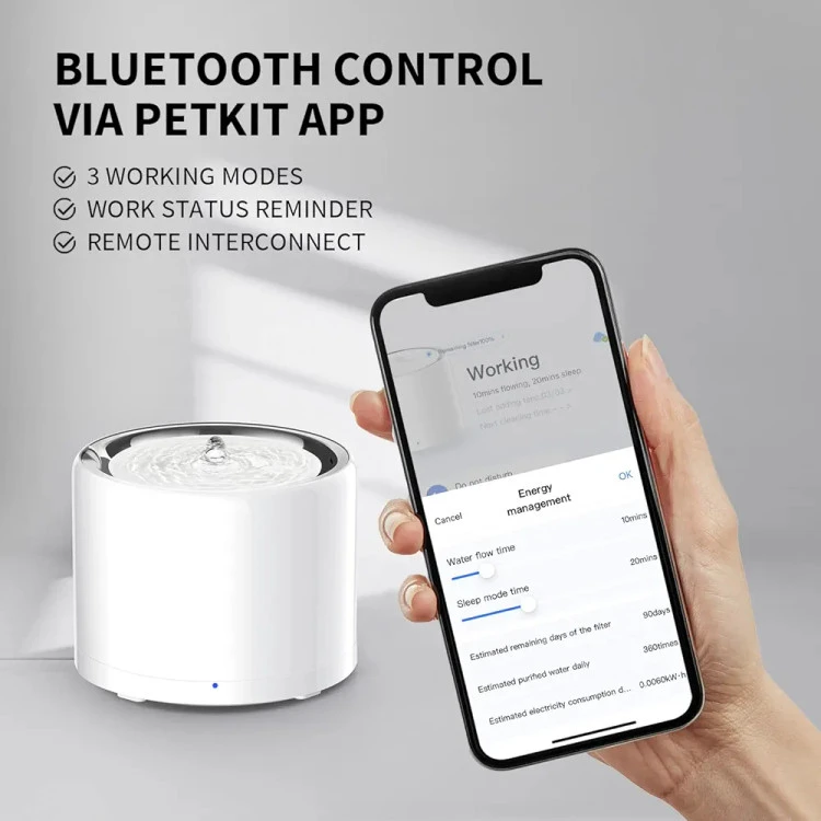 ظرف آب اتوماتیک سگ و گربه ۱.۸ لیتری استیل ضد زنگ برند PETKIT مدل Eversweet 3 Pro فضای داخل تمام استیل ن1