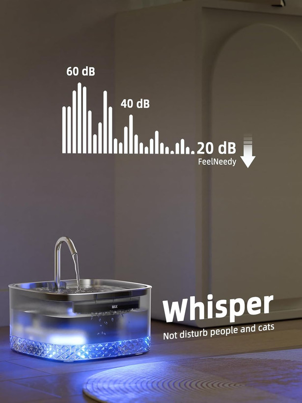 آبخوری گربه اتوماتیک مدل wf220 -آبخوری حیوانات خانگی به شکل شیر آب 75 اونس/2.2 لیتر برای گربهها، آبخوری گربه سگ اتوماتیک فوق العاده بی صدا، چراغ LED داخلی، فیلتر کربن فعال، مناسب برای چندین حیوان خانگی ن0