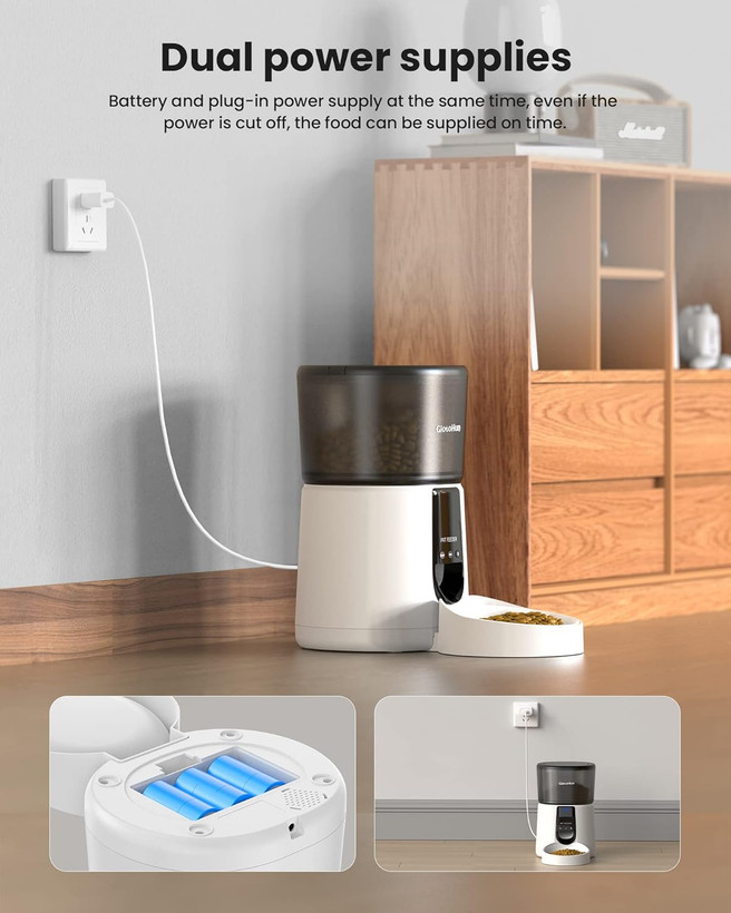 ظرف غذای اتوماتیک گربه GIOTOHUN WiFi، غذادهنده گربه با زمانبندی قابل برنامهریزی، ظرف غذای خشک گربه، ظرف غذای حیوانات خانگی ۴ لیتری با ۱ تا ۱۰ وعده غذایی، غذادهنده سگ اتوماتیک، منبع تغذیه دوگانه، کنترل از طریق برنامه، ضبط صدا ۱۰ ثانیهای ن1