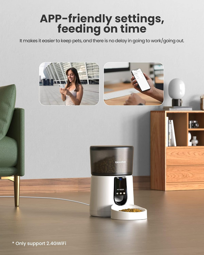 ظرف غذای اتوماتیک گربه GIOTOHUN WiFi، غذادهنده گربه با زمانبندی قابل برنامهریزی، ظرف غذای خشک گربه، ظرف غذای حیوانات خانگی ۴ لیتری با ۱ تا ۱۰ وعده غذایی، غذادهنده سگ اتوماتیک، منبع تغذیه دوگانه، کنترل از طریق برنامه، ضبط صدا ۱۰ ثانیهای ن1