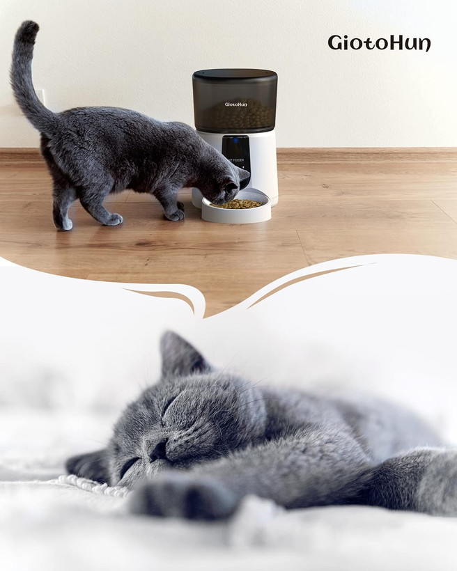 ظرف غذای اتوماتیک گربه GIOTOHUN WiFi، غذادهنده گربه با زمانبندی قابل برنامهریزی، ظرف غذای خشک گربه، ظرف غذای حیوانات خانگی ۴ لیتری با ۱ تا ۱۰ وعده غذایی، غذادهنده سگ اتوماتیک، منبع تغذیه دوگانه، کنترل از طریق برنامه، ضبط صدا ۱۰ ثانیهای ن1