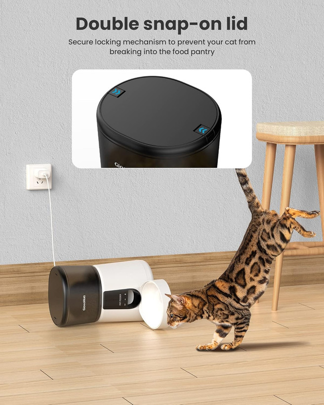 ظرف غذای اتوماتیک گربه GIOTOHUN WiFi، غذادهنده گربه با زمانبندی قابل برنامهریزی، ظرف غذای خشک گربه، ظرف غذای حیوانات خانگی ۴ لیتری با ۱ تا ۱۰ وعده غذایی، غذادهنده سگ اتوماتیک، منبع تغذیه دوگانه، کنترل از طریق برنامه، ضبط صدا ۱۰ ثانیهای ن1