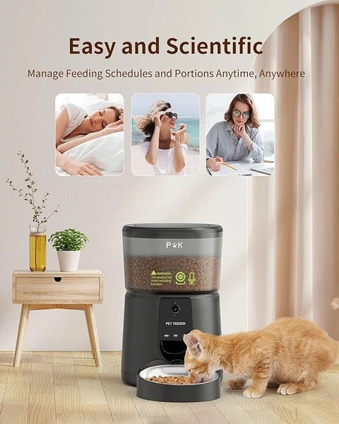 ظرف غذای هوشمند گربه و سگ (دوربین دار) برند PUPPY KITTY مدل DU35L-VT ن1