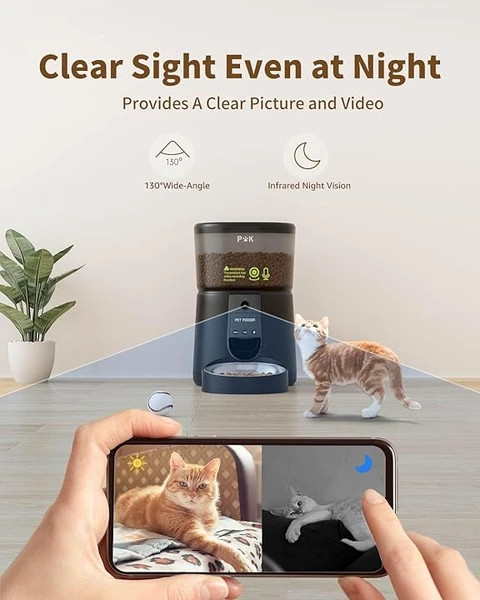 ظرف غذای هوشمند گربه و سگ (دوربین دار) برند PUPPY KITTY مدل DU35L-VT ن1
