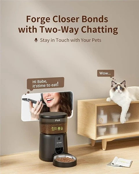 ظرف غذای هوشمند گربه و سگ (دوربین دار) برند PUPPY KITTY مدل DU35L-VT ن1