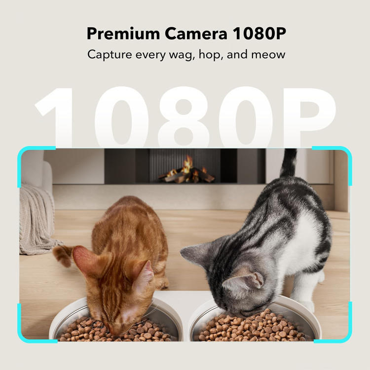غذادهنده اتوماتیک گربه PETLIBRO با دوربین برای دو گربه، فیلمبرداری 1080P HD با دید در شب، غذادهنده حیوانات خانگی وایفای 5G با کنترل از طریق اپلیکیشن تلفن، صدای دو طرفه برای گربه و سگ، هشدار کمبود غذا و حرکت و صدا