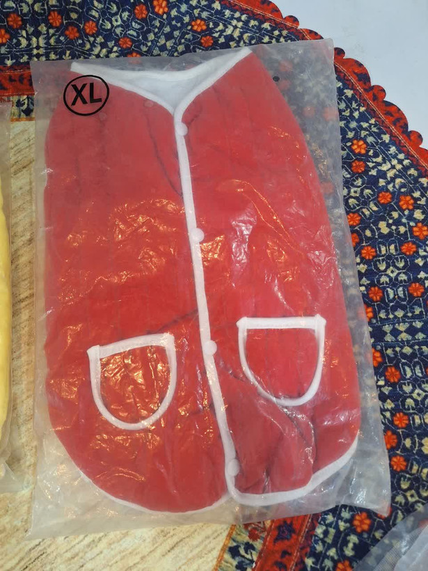پالتوی گرم زمستانی مخصوص حیوانات خانگی با جیب، ژاکت توله سگ، جلیقه نرم مخصوص حیوانات خانگی، لباس برای سگهای کوچک، لباس بولداگ فرانسوی، لباس پاگ چیواوا، لباس سگ نژاد Ro سایز L - رنگ قرمزو زرد ن1