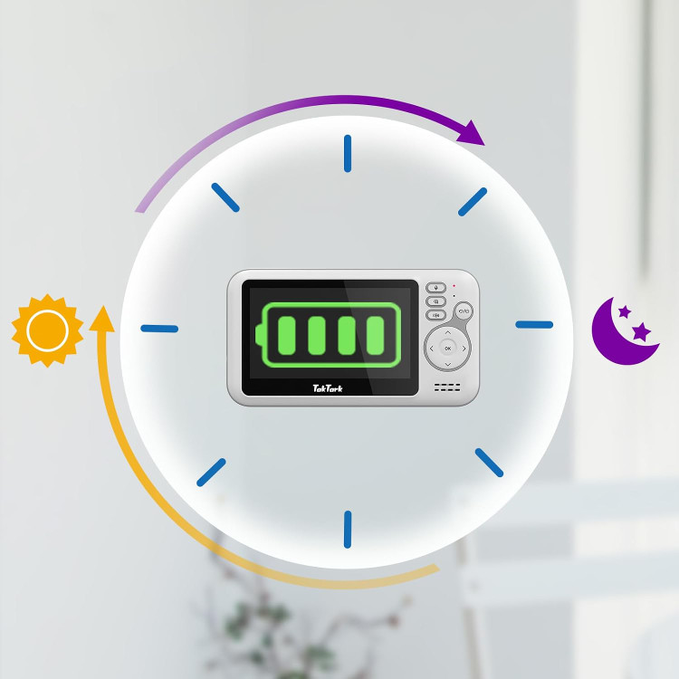 دوربین مراقبت کودک - مانیتور کودک TakTark با دوربین، ۴.۳ اینچ، با دوربین و صدا، مانیتور کودک تصویری با VOX، عملکرد آیفون تصویری، دید در شب، زوم دیجیتال، نظارت بر دما و بدون چراغ ن1