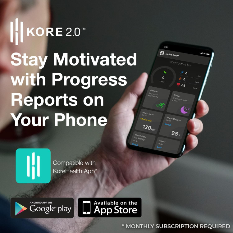 ساعت هوشمند تناسب اندام KORE 2.0 Elite - ساعت گامشمار بلوتوث ۵.۰ برای زنان و مردان | ساعت مانیتور خواب، کالری و نبض | ردیاب سلامت هوشمند برای آیفون و اندروید | مقاوم در برابر آب IP67 ن1