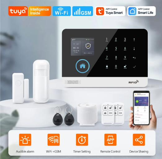 سیستم دزدگیر Tuya Smart WiFi GSM،  سیم کارت خور، بی‌سیم، پنل لمسی