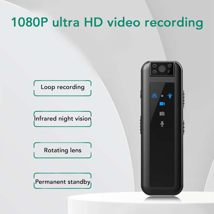 دوربین فیلمبرداری بدنه کوچک Zyyini 1080P با گیره چراغ نشانگر LED، چرخش 180 درجه، دید در شب، طراحی قابل حمل