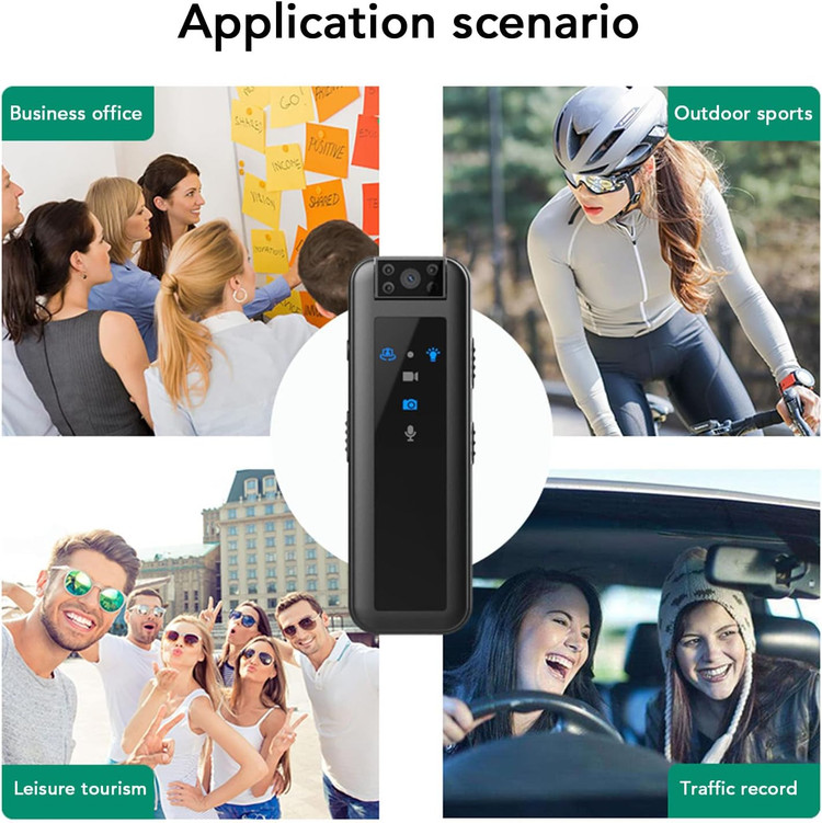 دوربین فیلمبرداری بدنه کوچک Zyyini 1080P با گیره چراغ نشانگر LED، چرخش 180 درجه، دید در شب، طراحی قابل حمل