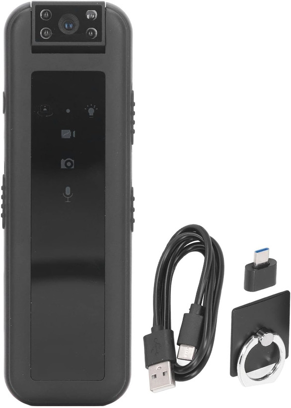 دوربین فیلمبرداری بدنه کوچک Zyyini 1080P با گیره چراغ نشانگر LED، چرخش 180 درجه، دید در شب، طراحی قابل حمل