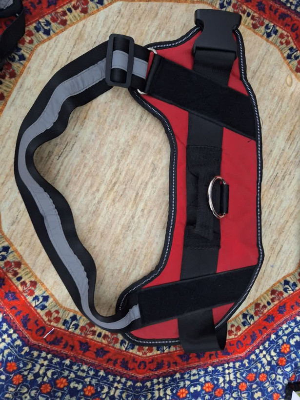مهار سگ قرمز قلاده کتفی، جلیقه مهار حیوان خانگی بازتابنده، قابل تنفس، قابل تنظیم، لوازم سگ برای پیادهروی در فضای باز، سایز xxl ن1