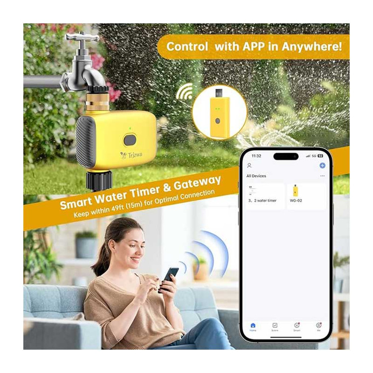 تایمر آبیاری هوشمند وایرلس با قابلیت اتصال به موبایل برند TRJZWA مدل YZD05 ن1