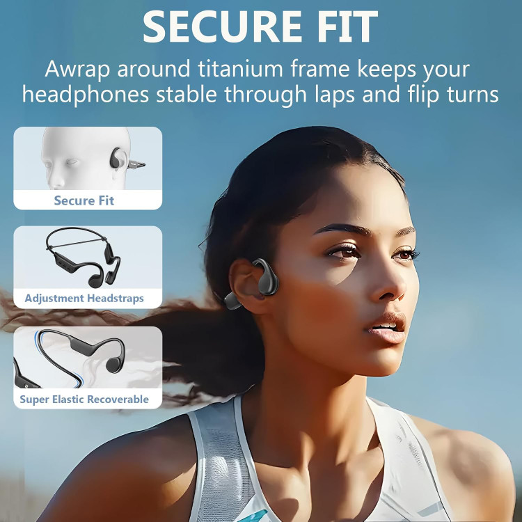 هدفون هدایت استخوانی - هدفون Fojep Bone Conduction، هدفون بیسیم بلوتوث برای شنا، دویدن - هدفون ضد آب ۳۲ گیگابایتی گوش باز ن1