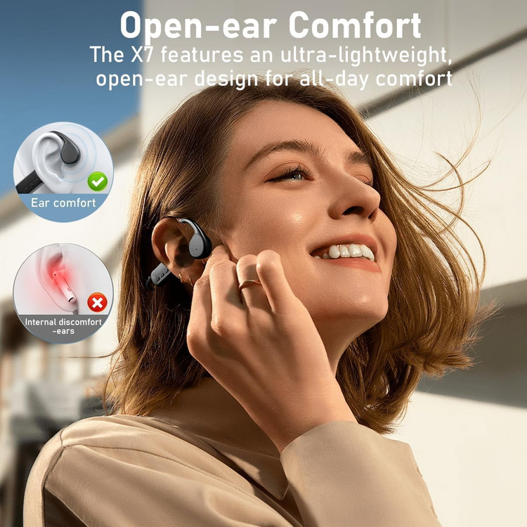 هدفون هدایت استخوانی - هدفون Fojep Bone Conduction، هدفون بیسیم بلوتوث برای شنا، دویدن - هدفون ضد آب ۳۲ گیگابایتی گوش باز ن1