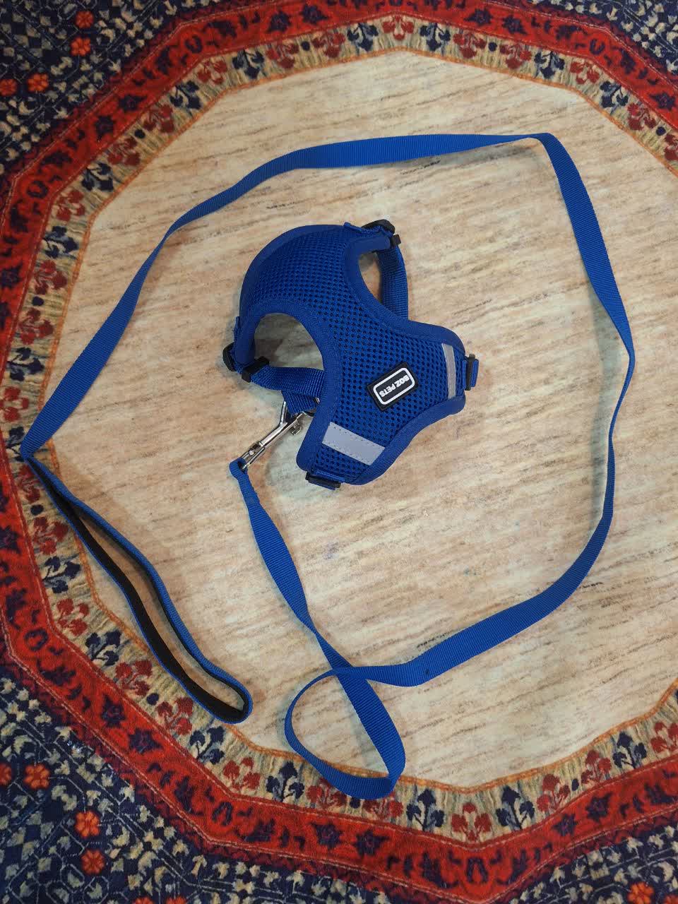 قلاده کتفی مهار سگ توری قابل تنظیم Boz Pets با قابلیت تنظیم ارتفاع و نوار بازتابنده M - آبی سلطنتی (تزئینات هماهنگ)، خیلی کوچک، دور سینه: ۱۳-۱۶ اینچ...