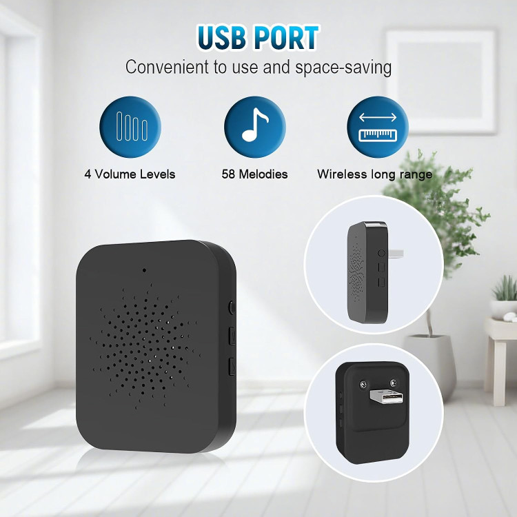 دوربین زنگ درب بیسیم - هشدارهای تشخیص حرکت فعال HD 720P مبتنی بر اپلیکیشن Tuya. (مشکی) ن1