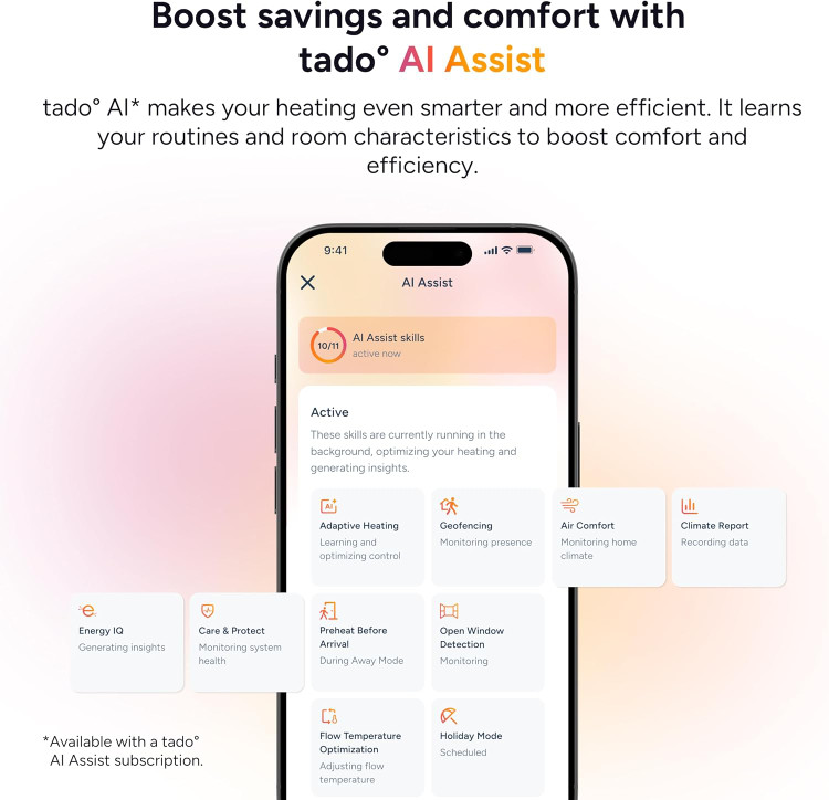 ترموستات هوشمند tado X – کیت شروع کننده ترموستات اتاقی سیمی و Bridge X | شامل ترموستات و Bridge X، کنترل از طریق اپلیکیشن و بلندگوی هوشمند (الکسا، سیری، دستیار گوگل)، نصب DIY ن1