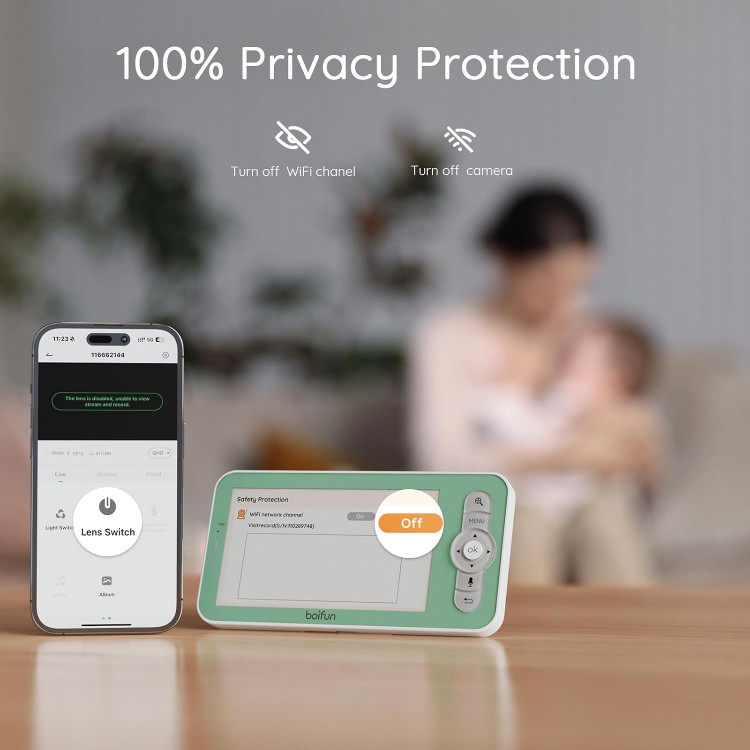 دوربین و مانیتور امنیتی کودک BOIFUN مدل Baby 6T