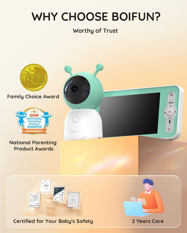 دوربین و مانیتور امنیتی کودک BOIFUN مدل Baby 6T