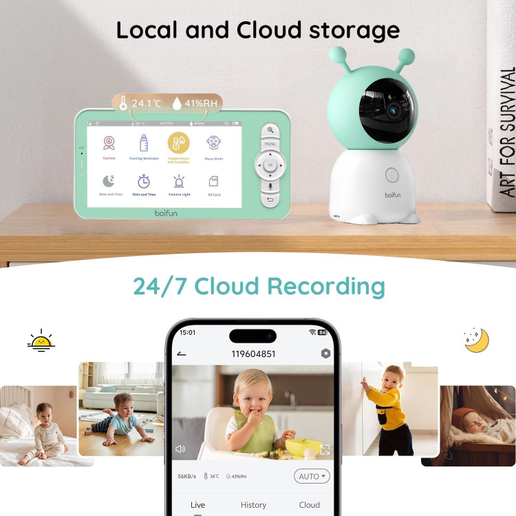 دوربین و مانیتور امنیتی کودک BOIFUN مدل Baby 6T