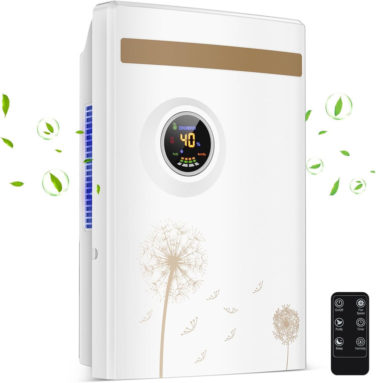رطوبتگیر خانگی بیصدای قابل حمل GB-100، تصفیه UV، با کنترل از راه دور برای اتاق خواب، حمام، دفتر