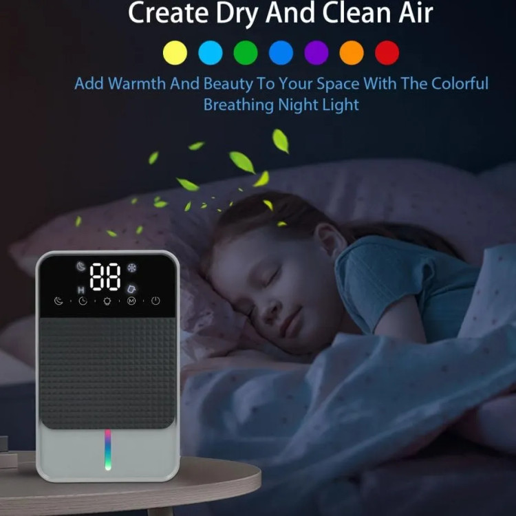 رطوبت گیر خانگی D1C | دستگاه رطوبت گیر کمصدا با مخزن 1200 میلیلیتری و نور LED