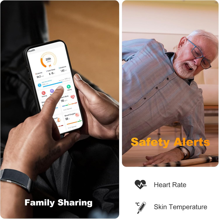 مچ بند هوشمند - ردیاب تناسب اندام با ردیابی سلامت، خواب و ضربان قلب به صورت 24 ساعته و 7 روز هفته - دو حسگر PPG و ECG برای سنجش سلامت | هشدار SOS و اشتراکگذاری با خانواده | باتری 15 روزه، 188 حالت ورزشی، بدنه آلومینیومی ن1