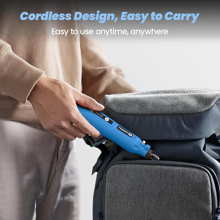 کیت ابزار چرخشی بیسیم HARDELL، ابزار چرخشی کوچک با ۶۹ قطعه جانبی | قابل شارژ با USB-C، با 5 سرعت متغیر ۵۰۰۰-۱۸۰۰۰ دور در دقیقه برای حکاکی، سنبادهزنی، پرداخت، منبتکاری چوب، سوراخکاری و کارهای دستی ن1