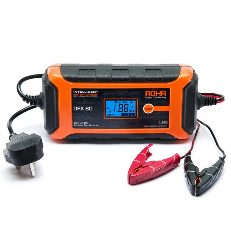 شارژر باتری هوشمند ROHR DFX-80 | شارژر اتوماتیک 12 ولت 8 آمپر با قابلیت احیای باتری ن1